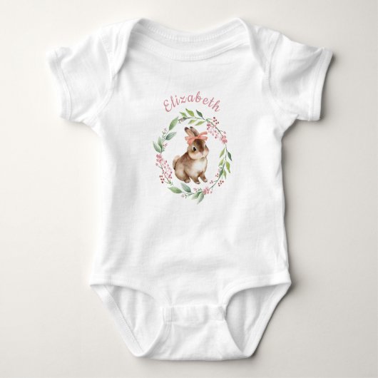 Gepersonaliseerde Baby Girl Cute Bunny Romper (Voorkant)