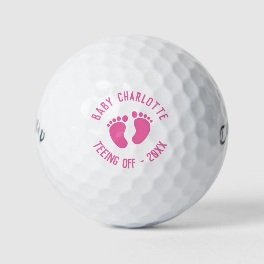 Gepersonaliseerde Baby Girl Gender Reveal Aankondi Golfballen (Voorkant)