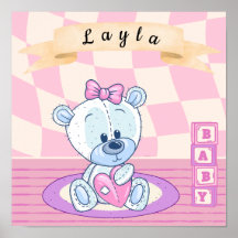 Gepersonaliseerde baby Girl Teddy Bear Nursery