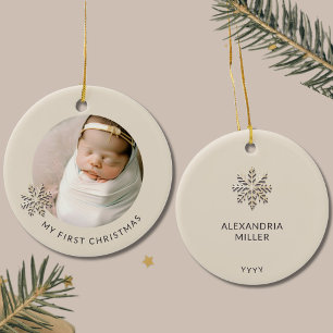 Gepersonaliseerde Baby Girl's Eerste Kerstmis Orna Keramisch Ornament