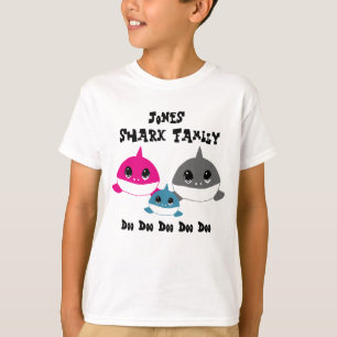 Gepersonaliseerde Baby-haaienfamilie T-shirt