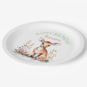 Gepersonaliseerde Baby Herten in Bloemen Meisjes V Papieren Bordje (Gekanteld)