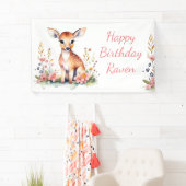 Gepersonaliseerde Baby Herten thema verjaardagsfee Spandoek (Insitu)