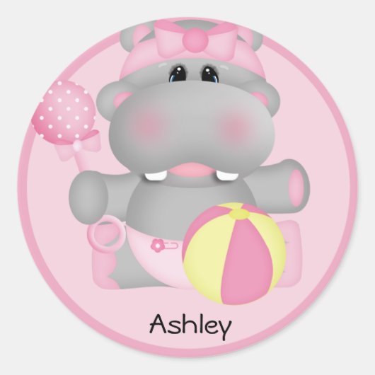 Gepersonaliseerde Baby Hippo Sticker (Voorkant)