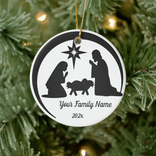 Gepersonaliseerde Baby Jesus Manger Kerstvakantie Keramisch Ornament (Boom)