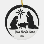 Gepersonaliseerde Baby Jesus Manger Kerstvakantie Keramisch Ornament (Voorkant)