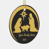 Gepersonaliseerde Baby Jesus Manger Kerstvakantie Keramisch Ornament (Rechts)