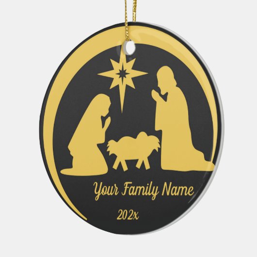 Gepersonaliseerde Baby Jesus Manger Kerstvakantie Keramisch Ornament (Links)