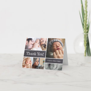 Gepersonaliseerde Baby jongen douche foto collage Bedankkaart