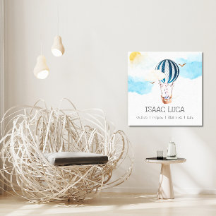 Gepersonaliseerde baby jongen geboorte statistieke canvas afdruk