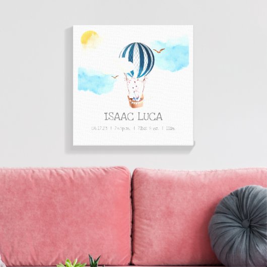 Gepersonaliseerde baby jongen geboorte statistieke canvas afdruk (Insitu (Woonkamer))