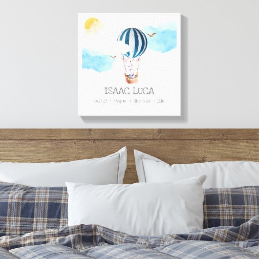 Gepersonaliseerde baby jongen geboorte statistieke canvas afdruk (Insitu (Slaapkamer))