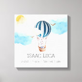 Gepersonaliseerde baby jongen geboorte statistieke canvas afdruk (Voorkant)