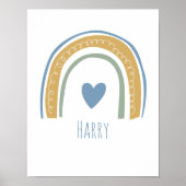 Gepersonaliseerde Baby Jongensnaam Regenboog Kweke Poster (Voorkant)