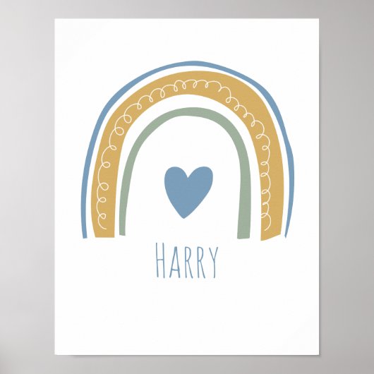 Gepersonaliseerde Baby Jongensnaam Regenboog Kweke Poster (Voorkant)