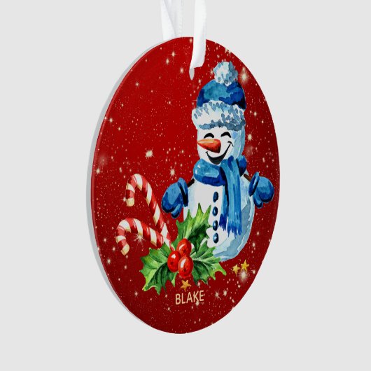 Gepersonaliseerde Baby Keepsake Ornament - Snowman (voorkant)