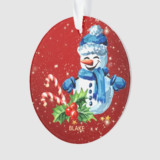 Gepersonaliseerde Baby Keepsake Ornament - Snowman (voorkant)