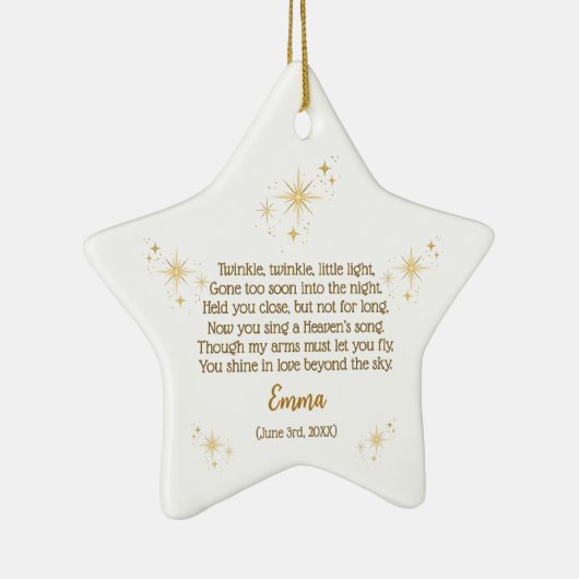 Gepersonaliseerde Baby Keepsake Star Ornament (Rechts)