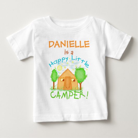 Gepersonaliseerde Baby / Kinder zomercamping T-shi (Voorkant)