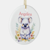 Gepersonaliseerde Baby Koala Beer Kerst Keramisch Ornament (Rechts)