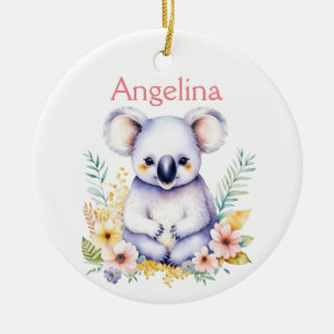 Gepersonaliseerde Baby Koala Beer Kerst Keramisch Ornament