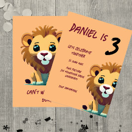 Gepersonaliseerde Baby Lion Party Kaart