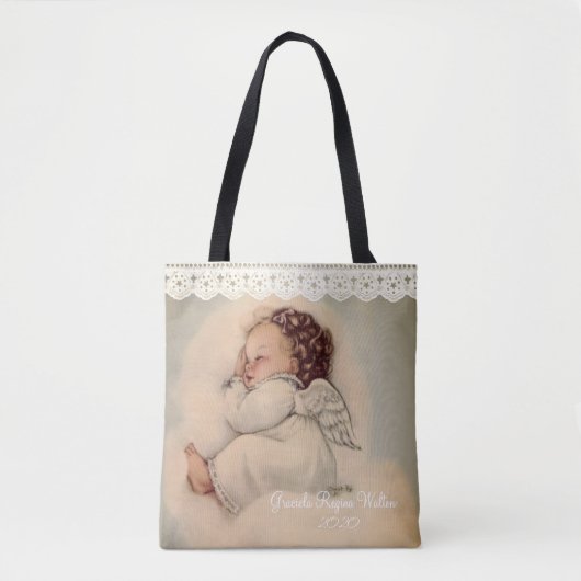 Gepersonaliseerde Baby Meisje Beschermer Angel Geb Tote Bag (Voorkant)