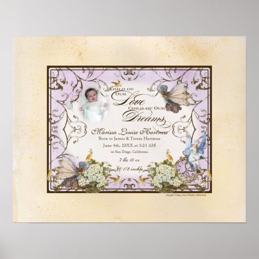 Gepersonaliseerde Baby Meisje - betoverde Faerie P Poster (Voorkant)