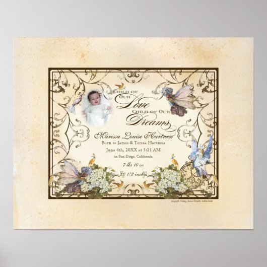 Gepersonaliseerde Baby Meisje - betoverde Faerie P Poster (Voorkant)