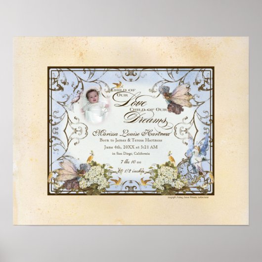 Gepersonaliseerde Baby Meisje - betoverde Faerie P Poster (Voorkant)