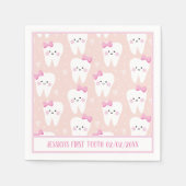 Gepersonaliseerde baby meisje eerste tand papier s servet (Voorkant)