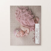 Gepersonaliseerde baby meisje foto geboorte aankon legpuzzel (Verticaal)