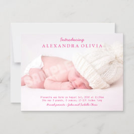 Gepersonaliseerde baby meisje foto geboorte aankon magnetische uitnodiging