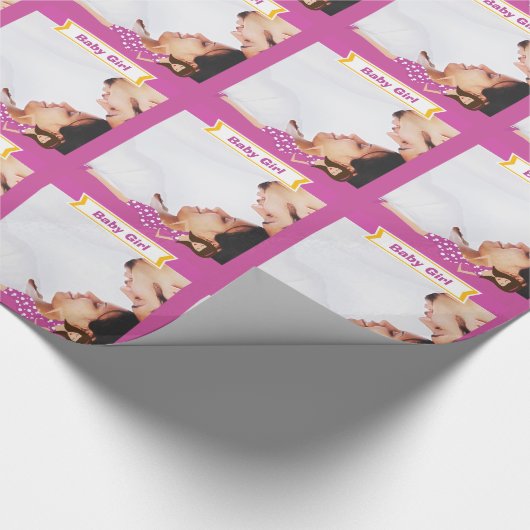 Gepersonaliseerde baby meisje foto inpakpapier (Hoek)