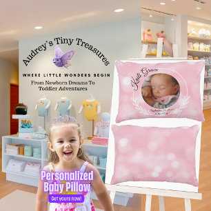 Gepersonaliseerde baby meisje kussen