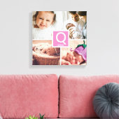 Gepersonaliseerde baby meisje monogram fotocollage canvas afdruk (Insitu (Woonkamer))