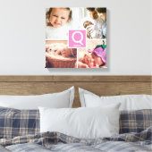 Gepersonaliseerde baby meisje monogram fotocollage canvas afdruk (Insitu (Slaapkamer))