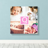 Gepersonaliseerde baby meisje monogram fotocollage canvas afdruk (Insitu (Houten vloer))