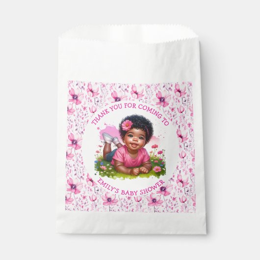 Gepersonaliseerde  Baby Meisje Roze Baby shower Bedankzakje (Voorkant)