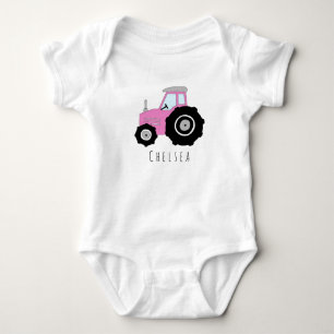 Gepersonaliseerde Baby Meisje Roze Boerderij Tract Romper