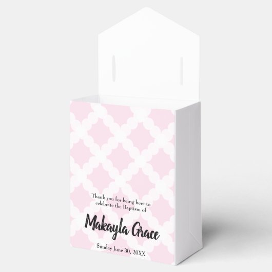 Gepersonaliseerde Baby Meisje Roze Doop dank u Bedankdoosjes (Geopend)