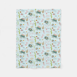 Gepersonaliseerde baby meisje schildpad | 30x40 fl fleece deken
