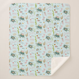 Gepersonaliseerde baby meisje schildpad | 50x60 sherpa deken