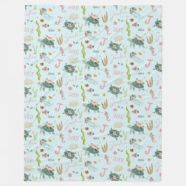 Gepersonaliseerde baby meisje schildpad | 60x80 fl fleece deken