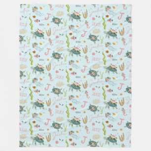 Gepersonaliseerde baby meisje schildpad 60x80 fl fleece deken
