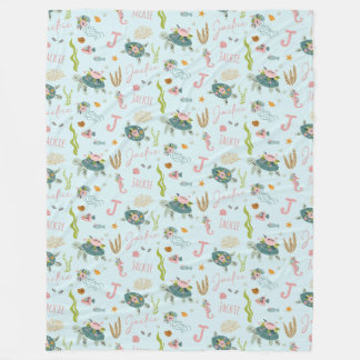 Gepersonaliseerde baby meisje schildpad | 60x80 fl fleece deken