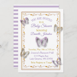 Gepersonaliseerde Baby Meisje Vlinder Baby shower Kaart