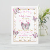 Gepersonaliseerde Baby Meisje Vlinder Baby shower Kaart (Staand voorkant)