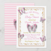 Gepersonaliseerde Baby Meisje Vlinder Baby shower Kaart (Voorkant / Achterkant)