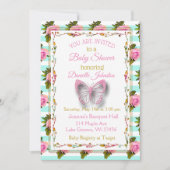 Gepersonaliseerde Baby Meisje Vlinder Baby shower Kaart (Voorkant)